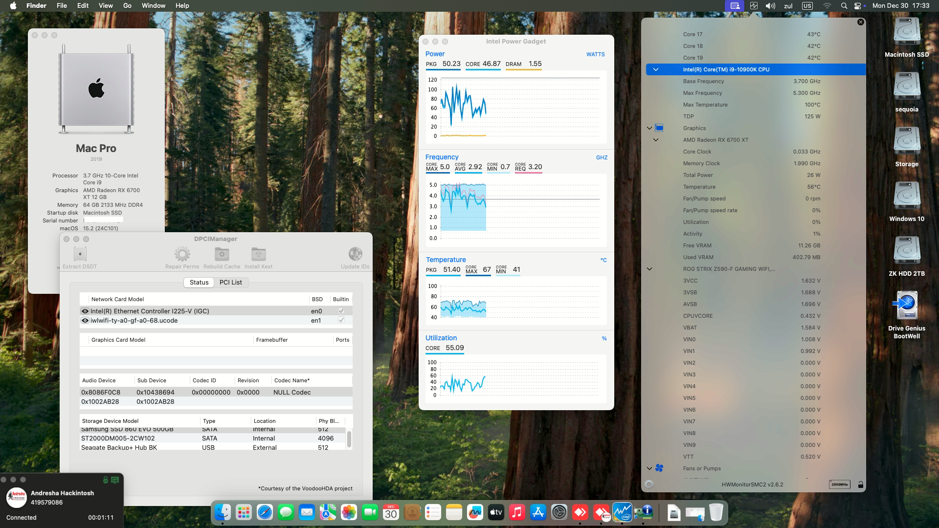 Success Hackintosh macOS Sequoia 15.2 Build 24C101 in Asus ROG Strix Z590-F Gaming Wifi + Intel Core i9 10900K + Asus RX 6700 XT